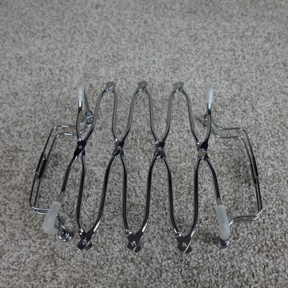 Vintage Expandable Chrome Accordion Trivet Adjustable Metal Pot Holder Silver